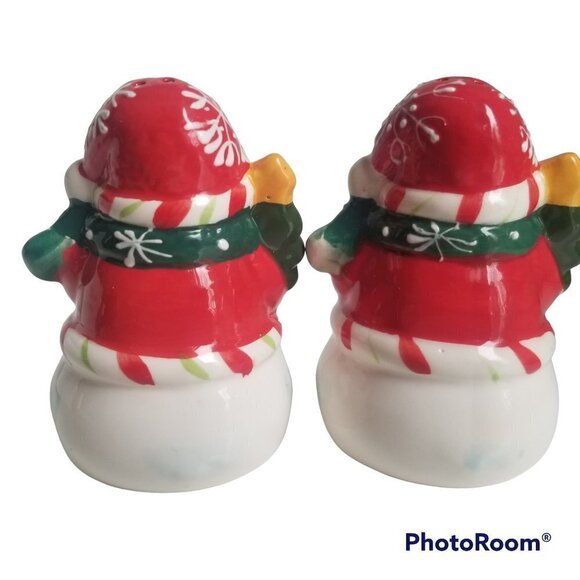 Snowman Salt and Pepper Shakers Ceramic with Stoppers and Box New - Picture 5 of 10